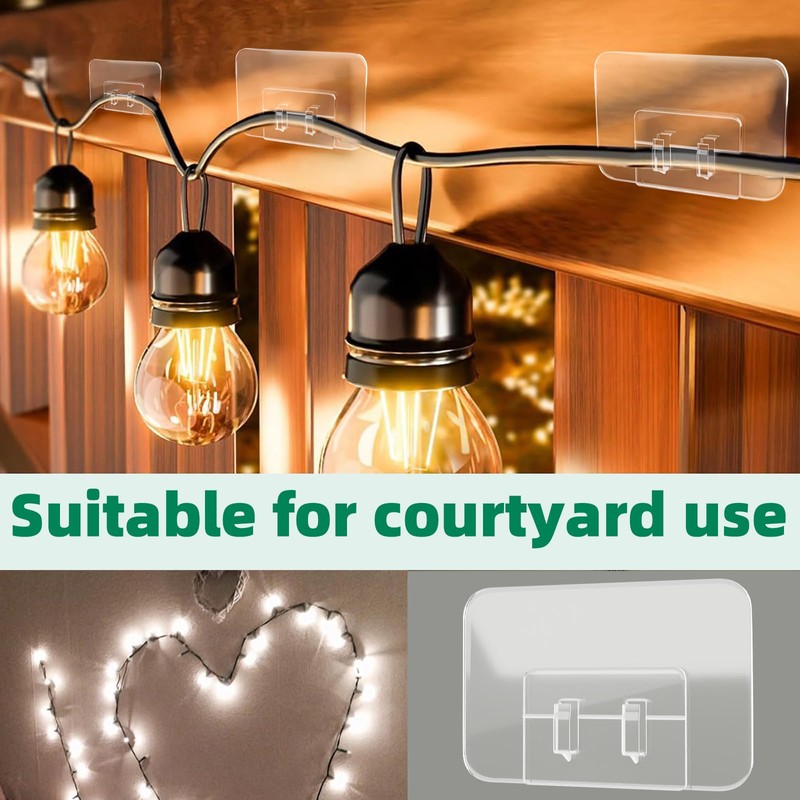 Lekatod 200Pcs Plastic Hooks for Outdoor String Lights Command Cable