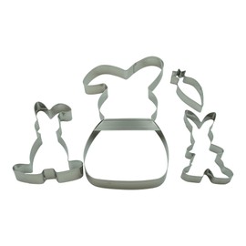 BekkiB - Set of 4 Cookie Cutters "Rabbit & Carrot" - Cookie Cutters for Easter - 3 Easter Bunnies & 1 Carrot Made of Stainless Steel - Dishwasher Safe Cookie Cutters - 8372