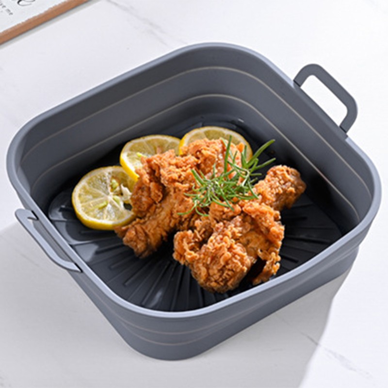 2PCS Fryer Silicone Liners 8in Square Odourless Thickened Foldable Fryer