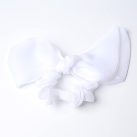 QinGoo Organza Rabbit Ears Elastic Hair Band Ponytail Holder Suitable for Everyday Use Travel Party (White)