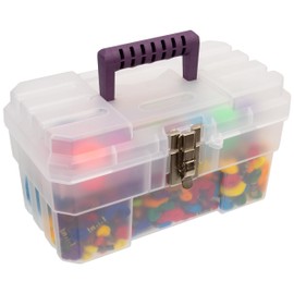 Akro-Mils 09514CFT ProBox 14-Inch Plastic Art Supply, Craft or Medical Storage Toolbox with Removable Tray, 14-Inch x 8-Inch x 8-Inch, Clear
