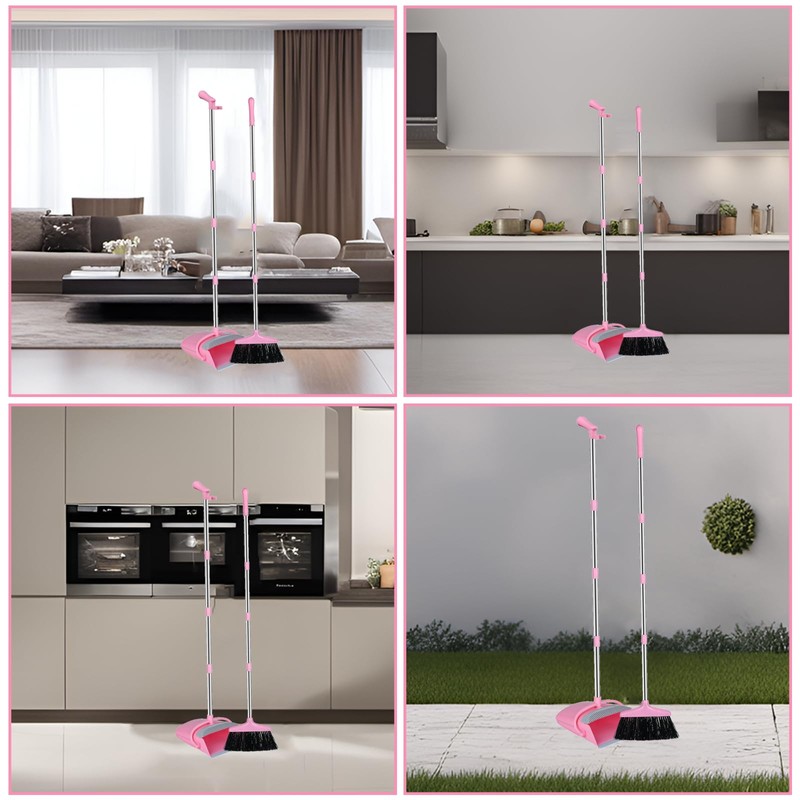 Pink Broom and Dustpan Set, Broom with Dustpan Combo Set