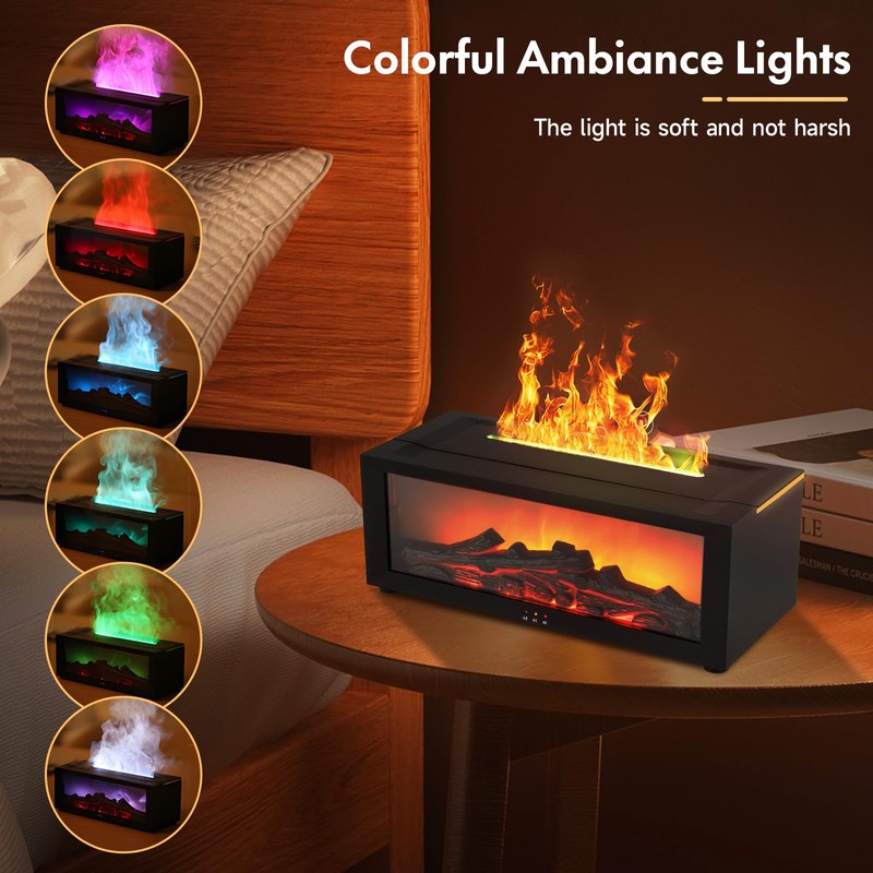 3D Flame Diffusor für ätherische Öle, Flammenbefeuchter Kamin, 150 ml