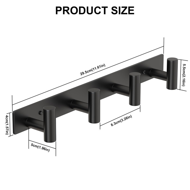 PMMASTO Coat Rack Wall Mounted, 4 "T Shaped Wall Hooks