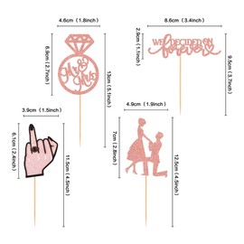 Ercadio - Paquete de 24 adornos para magdalenas, oro rosa, compromiso con nosotros decidimos en siempre, anillos de diamantes, para bodas, compromisos, fiestas, decoración de pasteles