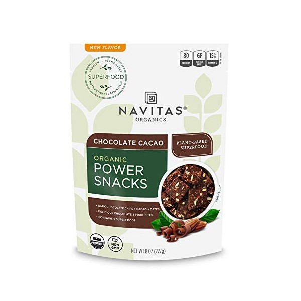 Navitas Organics Superfood Power Snacks, Chocolate Cacao, 8oz. Bag, 11 Servings — Organic, Non-Gmo, Gluten-Free11 Servings.