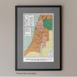 Map of Palestine in the time of Jesus 4 BC through 30 AD circa 1912 | Art Print Poster Vintage Wall Decor Historic Illustration | 24 x 36 inches