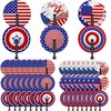 Roowest 60 Pack July 4th Patriotic Fan Bulk American Flag