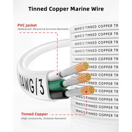 NAOEVO 10 Gauge Marine Wire, 10/3 Triplex Marine Electrical Cable, Waterproof/Insulated PVC/Oxygen-Free Tinned Copper 10 AWG Wire for Boat, Automotive, RV, Solar, LED, Trolling Motor (30FT)