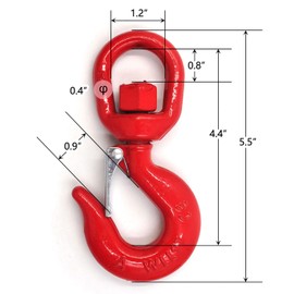 (2 Pack) 1 Tons Lifting Swivel Hook with Safety Latch 3/4'' and 2200 lbs Load Capacity, Heavy Duty Swivel Lifting Hook for Lifting