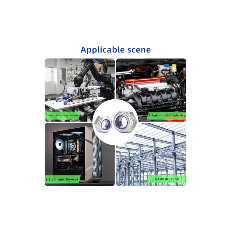 M8-1.25 Nylon Insert Lock Nuts, Stainless Steel 304 (18-8) Lock