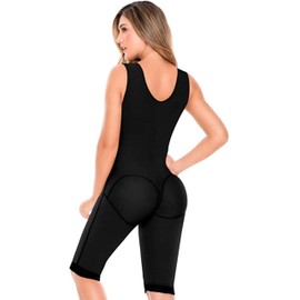 DELIÉ by Fajas DPrada Fajas Colombianas Post Surgery Compression Garment Knee Shapewear with Bra (Large, Black)