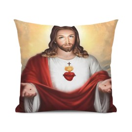 Conank Jesus Pillow Case with Hidden Zipper Cozy Soft Square Funny Heart of Jesus Throw Pillow Cover Decorative I Love Jesus Pillowcase for Couch Sofa Bed Living Room Home Decor 18X18 in