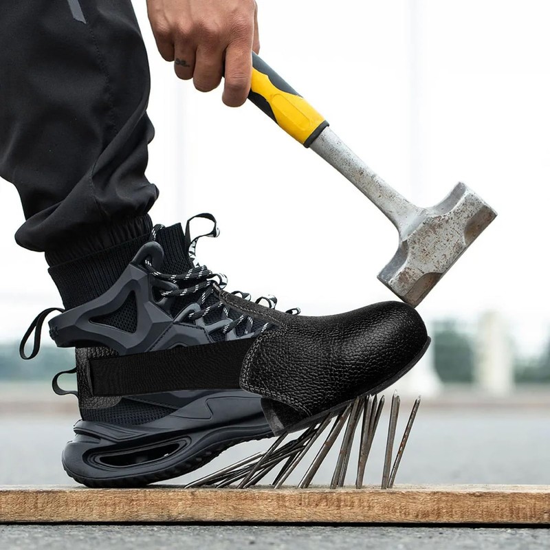 NUOBESTY Safety Shoe Covers, Anti-Smash Leather Overshoes with Slip-Resistant Sole,