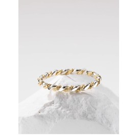 LUKRAY Braided Stacking Ring | Silver and Gold Statement Ring | S925 Sterling Silver and 14k Gold-Filled for Women | Simple and Elegant | Waterproof Everyday Wear | Stacking Ring (8.5)