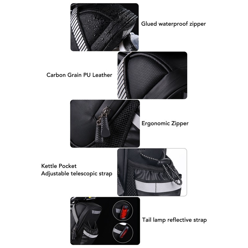 Bike Saddle Bag Waterproof Large Space Polyester PU Bike Under