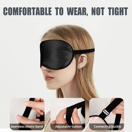 OLESILK Set of 2 Adjustable Silk Sleeping Masks, 100% Mulberry Silk Eye Mask for Sleeping for Men and Women, Unisex Set for Home or Travel, Black + Taupe