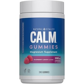 Natural Vitality Calm, Suplemento de citrato de magnesio, gomitas antiestrés, frambuesa-limón 240 gomitas (el embalaje puede variar)