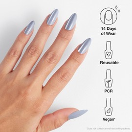 OPI OPI xPRESS/ON Trailglazer | Velvet Blue Long Almond Press On Nails | With Nail Glue | Long Lasting, Reusable, Non-damaging