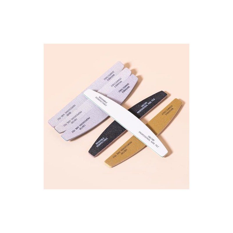 6 limas de uñas de doble cara 80/100/150/180/240 grano manicura