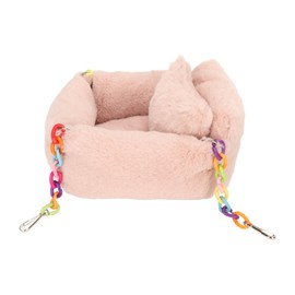 Hamster Chain Hammock Cute Soft Winter Warm Hammock with Small Pillow for Small Animal Lotus Pink M