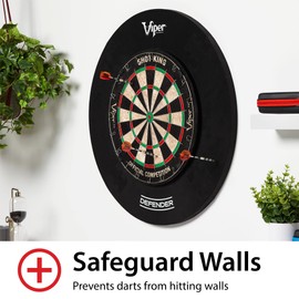 Viper Defender Backboard & Sisal/Bristle Steel Tip Dartboard Bundle: Premium Set (Dead On Dartboard, Defender Backboard, Edge Throw Line, 21pc Jar of Darts)