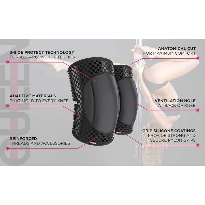 Queen Wear – Sleek Black Grip – Pole Dance Knee