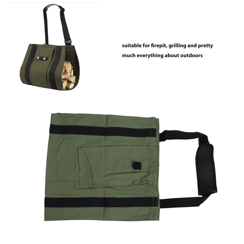 Firewood Carrier Antiwear Canvas Waterproof Durable Adjustable Strap Easy Loading