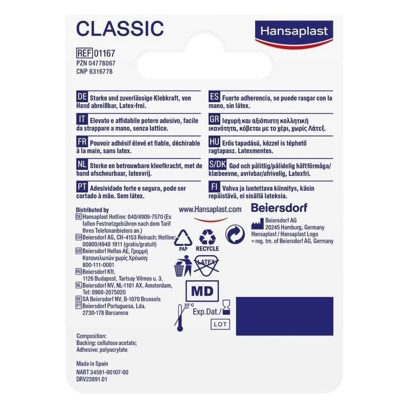 Hansaplast 01167-00006 fasciatura adesiva 500 x 1,25 cm 1 pezzo(i)