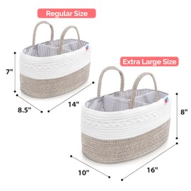Babynma Rope Diaper Caddy - Storage for Baby and Toddler Items - Portable Cotton Organizer Easily Holds Diapers, Wipes, Clothing - Useful for Nursery, Bedroom (Beige, Regular)