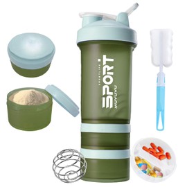 Botella para Proteina de Coctelera, MUYUYU 650ML/22OZ Protein Shaker con Caja medicamentos y almacenamiento para proteína en polvo, Mezcladoras de Mal