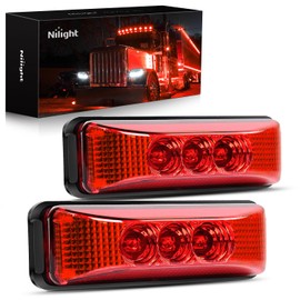 Nilight - TL-32 2PCS 3.9Inch 3 LED Truck Trailer Red Light Front Rear LED Side Marker Lights Clearance Indicator Lamp Rock Light Waterproof Sealed Surface Mounted