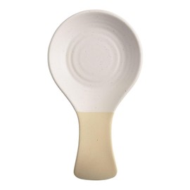 Tipton Ceramic Spoon Rest Spoon Holder for Stove Top - Cute Spoon Rest w/Speckled Finish Edge for Cooking & Coffee Bar - Stove Spoon Holder for Utensils - Modern Kitchen Decor in 2 Tone Design