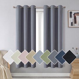 Aiyufeng Nika 100% Grey Blackout Curtains 63 Inches Long 2 Panels, Thermal Insulated Energy Efficiency Drapes, Solid Grommet Soft Curtains Blackout - Curtains for Sliding Glass Door, (38 x 63 Inch)