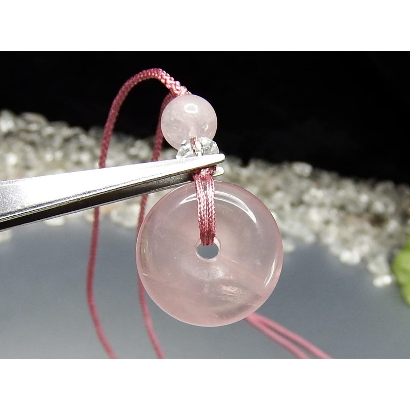 [Stone Street] AAA Natural Stone Rose Quartz Round Pendant Necklace