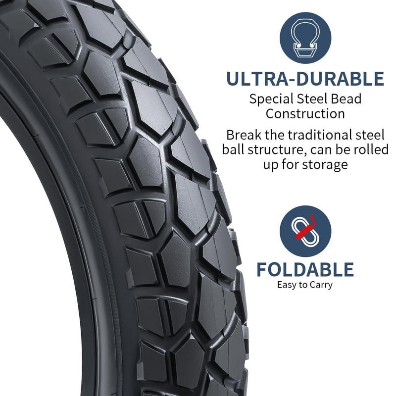YUNSCM 2-PCS 20" Heavy Duty 20x4.0/98-406 Fat E-Bike Tires 20inch