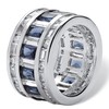PalmBeach Silvertone Baguette Cubic Zirconia and Emerald Cut Simulated Blue