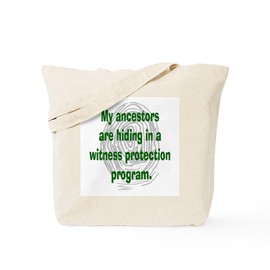 CafePress Genealogy's Witness Protection (Green) Tote Bag Natural Canvas Tote Bag, Reusable Shopping Bag
