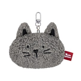 [kimhachan] Kim Ha Chan Pluffy Face Key Holder | Cute Keychain Bag Accessories Keychain Bag Charm, grey (chigoyan)