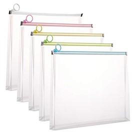 5 paquetes de sobres de plástico transparente con cierre de 9 3/4 x 13 pulgadas, varios colores