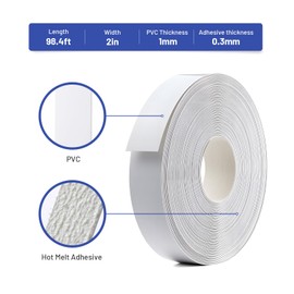 FAKILO PVC Edge Banding 2 inch x 100ft Veneer Edge Banding White with Hot Melt Adhesive Pre - glued Iron on Edging Tape Trim for Cabinet Plywood Repairs and Furniture Restoration