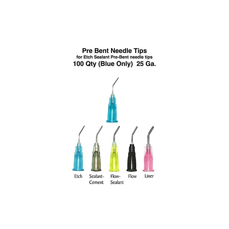 Dental Pre Bent Needle Tips 25 Ga./Blue, Etch