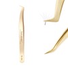 NAGARAKU Tweezers for Eyelash Extension Gold Curved Volume Cluster Eyelashes