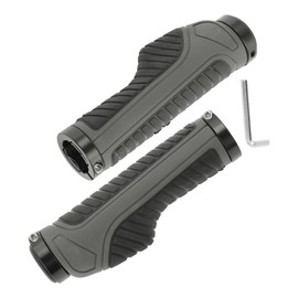 BULLSPANN 1 Set Bicycle Handlebar Grips, Non-Slip Bicycle Grips with Tools, Handlebar Grips with Aluminium Alloy Lock for E-Bike, Trekking, Bike, MTB, Grey