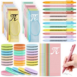 Spakon 24 Set Pi Day Π Gifts Included 3.14 Fun Pi Symbol Pens Rubber Bracelets Bookmark Cards Classroom Prizes Bulk from Teacher Math Gift for International Mathematics Day(Classic Color)