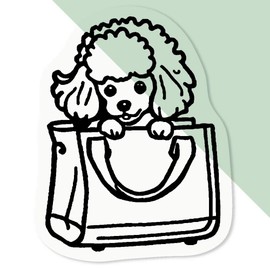 4 x Small 50mm 'Toy Poodle in a Handbag' Transparent/Clear Sticker Decals for Windows/Cars/Walls (DC00128864)