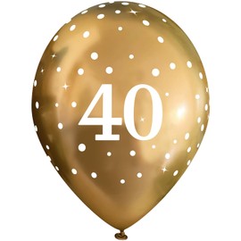 11" Latex Balloons Sparkling Fizz Gold 40th x 6pcs