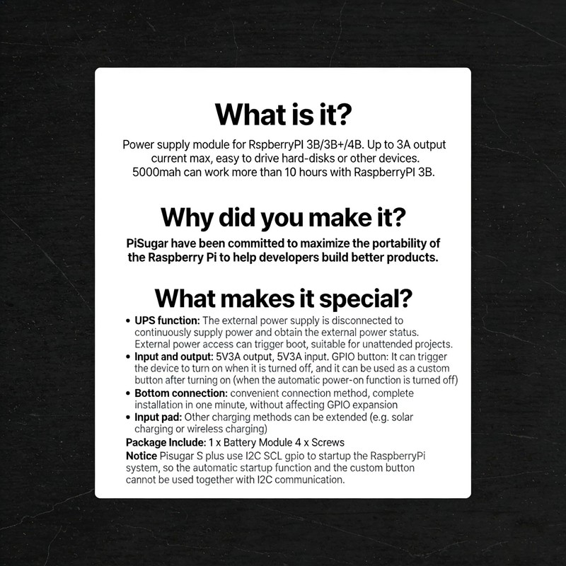 Pisugar S Pro Portable 5000 mAh UPS Lithium Battery Power