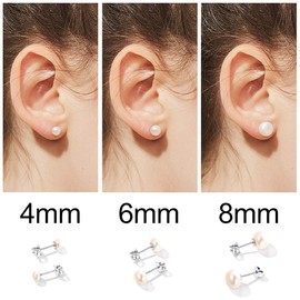 Silvora Freshwater Cultured Bread Pearl/Baroque Shaped Pearl Stud Earrings Hanging Pearl Earrings Classic Pearl Stud Earrings Ear Cuff for Women Girls, Sterling Silver, Pearl