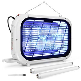 Bug Zapper Indoor, High-Voltage Dual Grid Mosquito Zapper, 20W Electric Fly Trap, Fruit Fly Mosquito Killer Moth Gnat Trap, Flying Insect Repellent Eliminator w/ 2 Replacement Bulbs for Home Kitchen